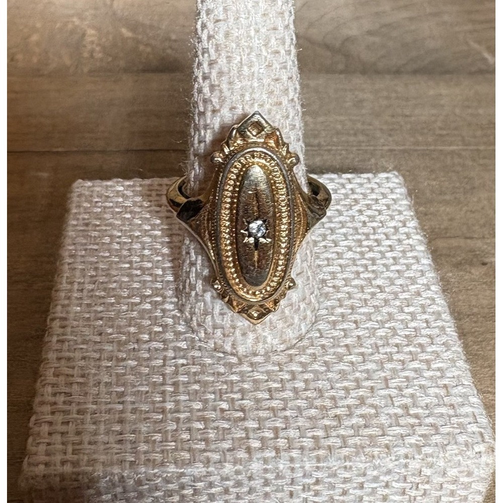 Vintage Avon Kensington Ring Victorian Revival Gold Tone Size Up To 7.25